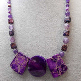 chunky necklace handmade chunky purple semi-precious beads