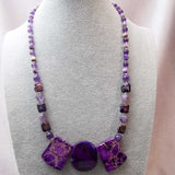unusual chunky purple bead statement necklace, handmade unusual design