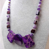 unusual handcrafted chunky purple semi-precious bead necklace handmade uk