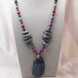 unique handcrafted statement necklace long beaded design