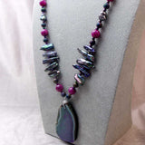 long statement necklace handmade from chunky semi-precious beads unique design