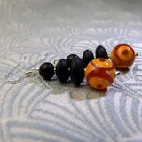 black orange semi-precious earrings