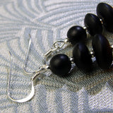 beaded semi-precious earrings black orange semi-precious beads