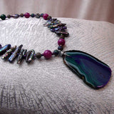 long chunky pendant statement necklace