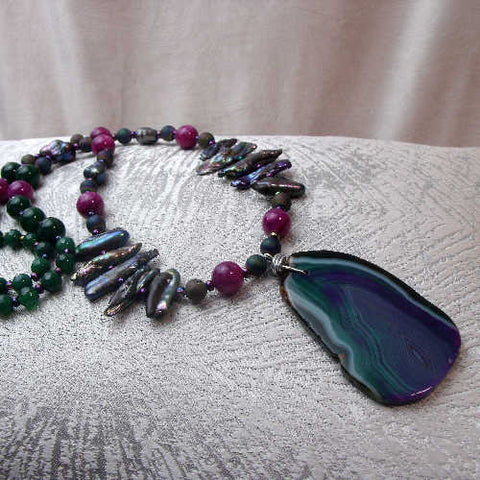 Long chunky statement necklace, chunky bead necklace, bold statement necklace B3