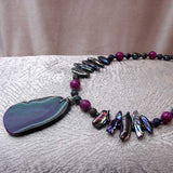 original statement necklace design handmade with chunky semi-precious beads chunky agate pendant