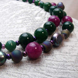 chunky semi-precious beads green purple