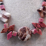 rhodonite semi-precious bead necklace unique design handmade uk