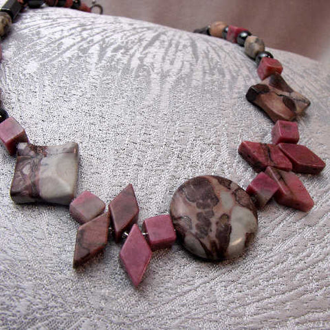 Handmade semi-precious bead necklace, unique beaded necklace handcrafted B4