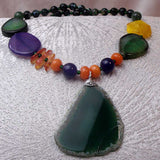 chunky beaded necklace with right bold chunky semi-precious beads