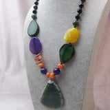 handcrafted bright bold semi-precious chunky bead statement necklace