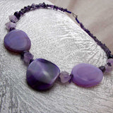 chunky purple statement necklace chunky purple semi-precious beads