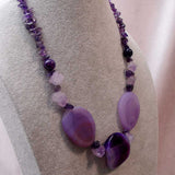 unusual handmade statement necklace purple beads