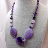 handmade chunky purple bead necklace purple agate semi-precious beads