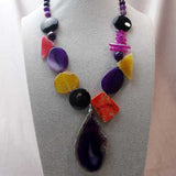 unusual chunky bright bead statement necklace