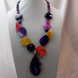 handmade bold semi-precious bead statement necklace