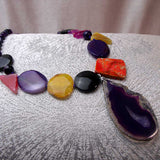 unusual handcrafted statement necklace bold bright multi coloured chunky beads