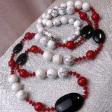 unique long handmade necklace semi-precious beads