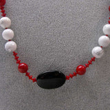 red white black semi-precious beads
