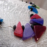 semi-precious bead necklace, sterling silver semi-precious bead neckalce