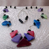 semi-precious stone agate sterling silver handmade necklace