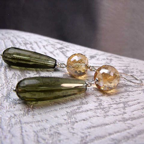 semi-precious bead earrings, long teardrop earrings, long statement earrings B23