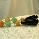 long drop semi-precious bead earrings