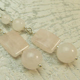 long drop rose quartz earrings