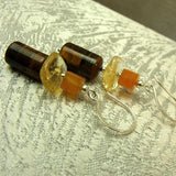 unusual tigers eye and citrine earrings