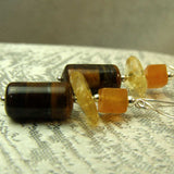 unusual designed semi-precious tigers eye earrings