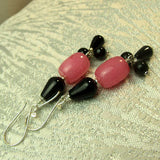 pink black handmade statement earrings