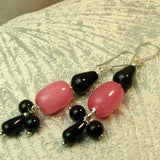 pink black dangle earrings