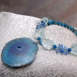 handcrafted statement necklace, blue semi-precious stone necklace
