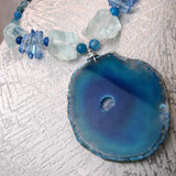 unusual handcrafted chunky blue necklace