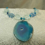 chunky unique blue statement necklace handmade uk
