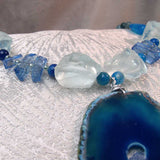 original designed blue agate chunky necklace