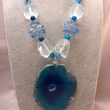 stunning big bold blue chunky necklace