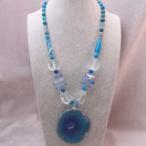 unique handcrafted blue gemstone statement necklace