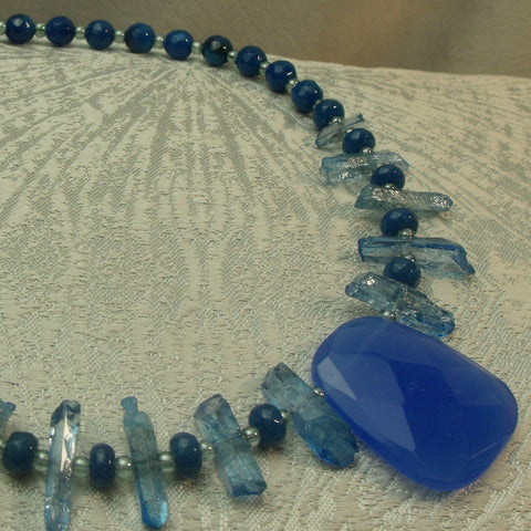 chunky blue statement necklace, semi-precious jewellery