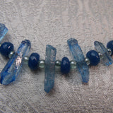 blue crystal spikes spaced with agate beads
