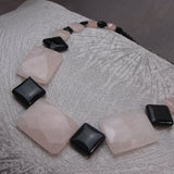 chunky pink statement necklace, rose quartz semi-precious necklace