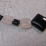 pink rose quartz beads, black onyx beads