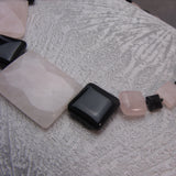 chunky pink black bead necklace