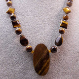 handcrafted semi-precious stone necklace unique tigers eye design