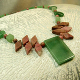handmade necklace created from green semi-precious beads