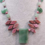 pink and green handcrafted semi-precious stone necklace