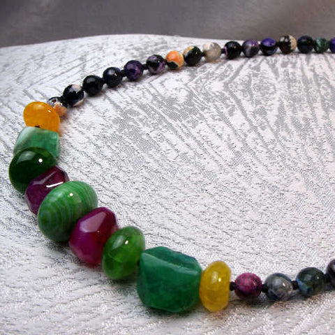 handmade semi-precious bead necklace, unique jewellery b19