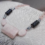 pink rose quartz beaded necklace