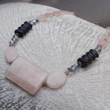 rese quartz semi-precious bead necklace