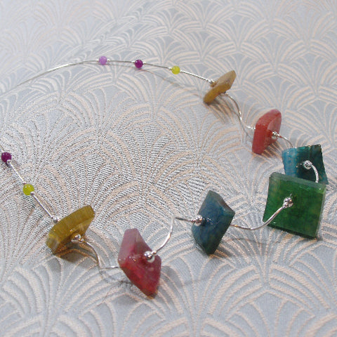 silver semi-precious bead necklace, Unique beaded necklace NM10
